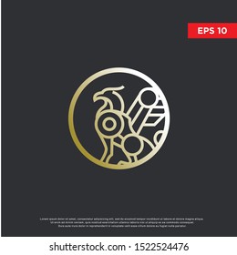 premium circle griffin logo. luxurious icon, template design