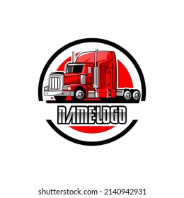 Logo de la compañía de transporte en camiones Premium Circle. El concepto de logotipo de camionaje es un logotipo perfecto para la industria del transporte por carretera y de mercancías. Logo de la empresa de transporte