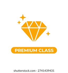 PREMIUM CLASS word minimal flat badge vector icon
single color, isolated on white background