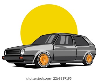 premium classic car vector illustration in grey accent
