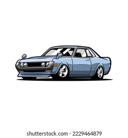 Premium Classic Japanese JDM Sport Car Vector Illustration. Best for JDM Enthusiast Tshirt and Sticker Design Concept