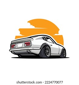 Premium Classic Japanese Sport Car Vector Illustration. Best for Tshirt and Sticker Design Concept