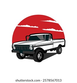 Premium Classic Pickup Vector Illustration. Best for Transportation Related Industry
