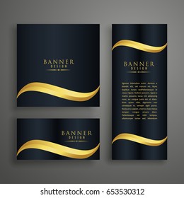 premium clean banners or cards design with golden wave