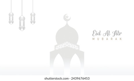 premium clean minimalist design, background for congratulations on Eid al-Fitr, the Muslim holiday	
