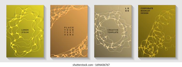Premium club party posters. Fluid curve lines geometry backdrops. Minimal brochure vector templates. Night party posters collection fluid curves graphic design.