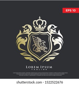 premium coat of arms griffin logo. luxurious icon, template design