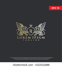 premium coat of arms griffin logo. luxurious icon, template design