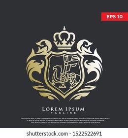 premium coat of arms griffin logo. luxurious icon, template design