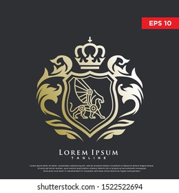 premium coat of arms griffin logo. luxurious icon, template design