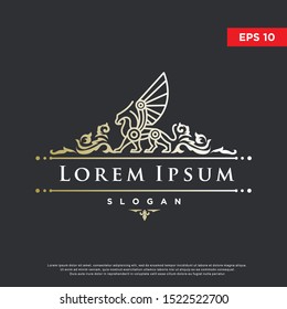 premium coat of arms griffin logo. luxurious icon, template design