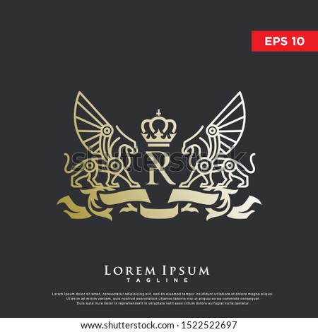 premium coat of arms griffin logo. luxurious icon, template design