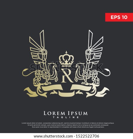 premium coat of arms griffin logo. luxurious icon, template design