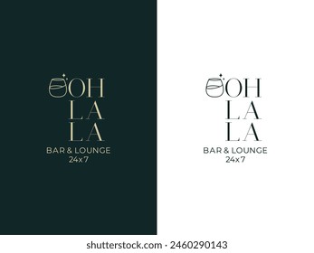 Premium cocktail bar logo vector illustration