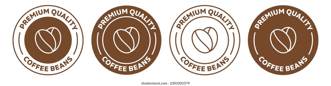 Premium coffee beans icon set on white background.