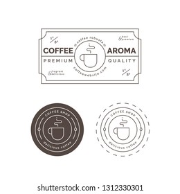 Premium coffee label and badge. Vintage coffee badge and label. Vector emblem coffee design