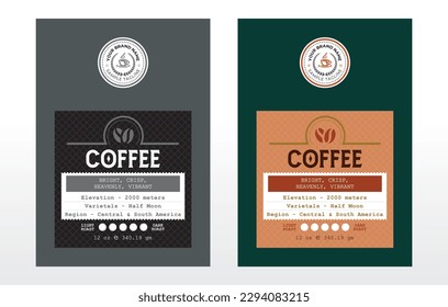 Premium coffee label design collection, coffee blend labels editable file, Coffee pouch labels design. Black gold premium labels. Modern graphic label for coffee packaging designs.