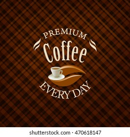 Premium coffee label menu on a plaid background