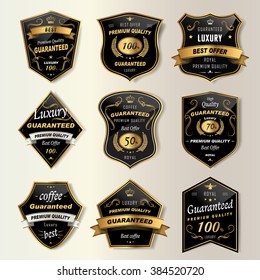 premium coffee labels collection set in black and gold