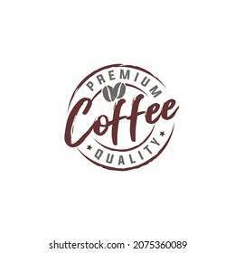 premium coffee quality stamp vector with coffee beans