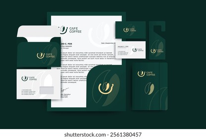 premium coffee shop brand identity stationery design and branding design.