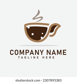 Premium coffee shop logo. Cafe mug icon. Latte aroma symbol. Espresso hot drink cup sign. Arabica cappuccino emblem. Vector illustration.
