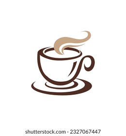 Logo de la cafetería Premium. Icono de taza de café. signo de taza de bebida caliente. emblema. Icono de café.