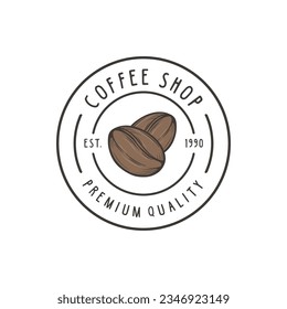 Premium coffee shop logo. Cafe icon,coffee bean logo, Vector illustration.