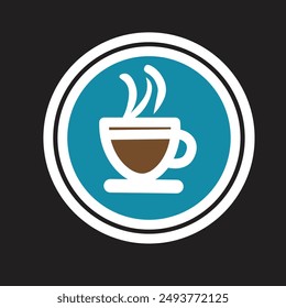 Premium coffee shop logo. Cafe mug icon. Latte aroma symbol. Espresso hot drink cup sign. Arabica cappuccino emblem. Vector illustration