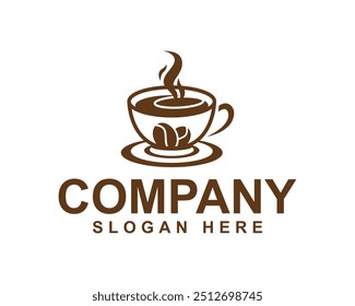 Diseño del logotipo de la cafetería de Premium, taza de café, taza de té, logotipo del emblema del café, taza de café caliente, cafetería, bebidas calientes