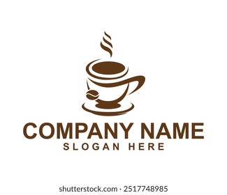 Diseño del logotipo de la cafetería de Premium, taza de café, taza de té, logotipo del emblema del café, taza de café caliente, cafetería, bebidas calientes