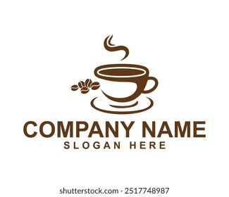 Diseño del logotipo de la cafetería de Premium, taza de café, taza de té, logotipo del emblema del café, taza de café caliente, cafetería, bebidas calientes