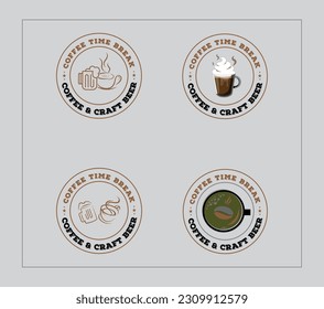 Premium coffee shop logo vector design template. Set of coffee quotes graphics, logos, labels and badges Vector illustration.