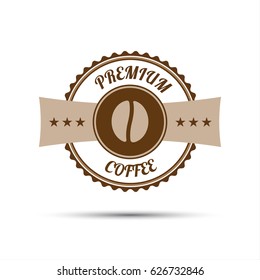Premium coffee sticker isolated on white background