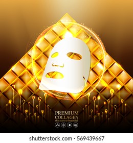 Premium Collagen Serum and Vitamin Background Skin Care Cosmetic Vector concept.