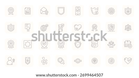 Premium collection of 32 Thin Outline vector icons for Trustworthy, meticulously crafted in High Resolution Grid Fitted resolution for superior visual impact.