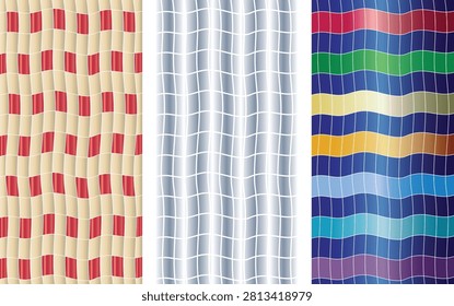 A premium collection of abstract wavy geometric grid patterns featuring smooth optical wave distortions, elegant curved lines, and modern minimalist aesthetics. This seamless vector design set combines colorful striped layouts with clean geometric grids, making it ideal for textile prints, fabric patterns, wallpapers, packaging, branding, stationery, wrapping paper, home décor, digital backgrounds, and creative surface design projects. Perfect for designers looking for contemporary, scalable, high-quality vector artwork with a sophisticated and visually dynamic appearance.

#AbstractPattern #GeometricPattern #WavyGrid #VectorDesign #SeamlessPattern #ModernPattern #MinimalDesign #OpticalIllusion #TextileDesign #WallpaperDesign #SurfacePattern #BackgroundDesign #CreativeVector #FabricPrint #ContemporaryDesign
