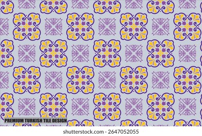Premium Collection de carreaux en céramique de style turc. Carrelage harmonieux et coloré Azulejo. Patchwork. Décoration portugaise et espagnole. Islam, arabe, indien, motif ottoman. Image vectorielle Arrière-plan dessiné à la main