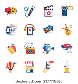 Premium Collection of Entertainment and Multimedia Flat Icons 

