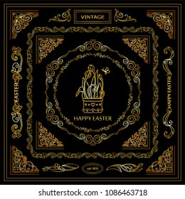 Premium collection of golden frames and corners. Square and round shape frames for different type of design. Perfect for Eastern premium design, Christian greeting cards and more