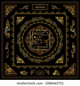 Premium collection of golden frames and corners. Square and round shape frames for different type of design. Perfect for Eastern premium design, Christian greeting cards and more