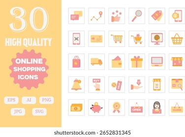 A premium collection of high-quality icons designed for e-commerce platforms and digital shopping experiences. Includes versatile file formats