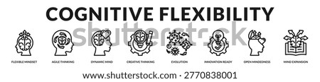 A premium collection illustrating cognitive flexibility, adaptive thinking, and innovation processes in Lineal Icon Style