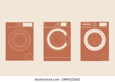 Premium collection of vector drawings of washing machines. Our set contains vector drawings of various models of washing machines. Suitable for designers, engineers and home appliance manufacturers.