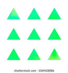 Premium color collection set of trendy soft mesh geometric gradient logo icons in the form of triangles. Abstract shapes for business visual identity. Creative geometric future design. Triangle logo.