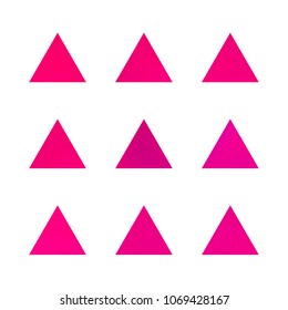 Premium color collection set of trendy soft mesh geometric gradient logo icons in the form of triangles. Abstract shapes for business visual identity. Creative geometric future design. Triangle logo.