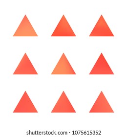 Premium color collection set of trendy soft mesh geometric gradient logo icons in the form of triangles. Abstract shapes for business visual identity. Creative geometric future design. Triangle logo.