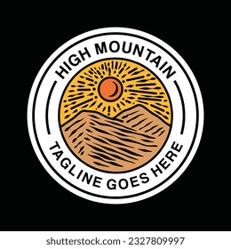 Premium Colorful Mountain Logo Design Emblem Vector illustration Circle badge symbol icon