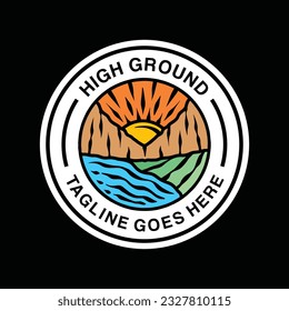 Premium Colorful Mountain Logo Design Emblem Vector illustration Circle badge symbol icon