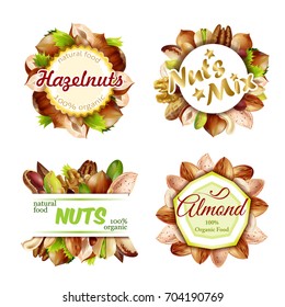 Premium Colorful Natural Nuts Labels Set